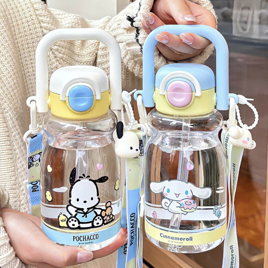 Women's water bottle with high-quality silicone carrying handle and playful character design Stornfield