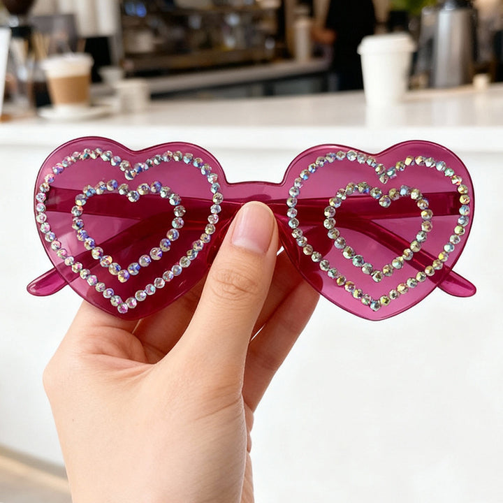 Rhinestone-Embellished Heart-Shaped Sunglasses Stornfield 1787141238