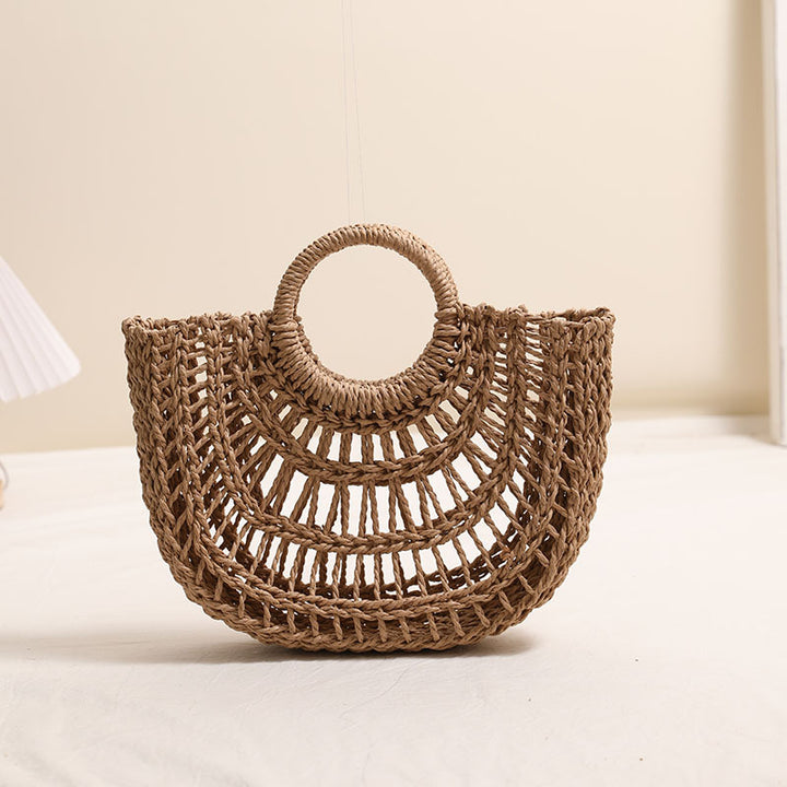 Handcrafted basket bag with stylish ring handle Stornfield