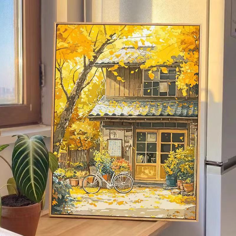 Autumn House Scene Canvas Wall Art Stornfield