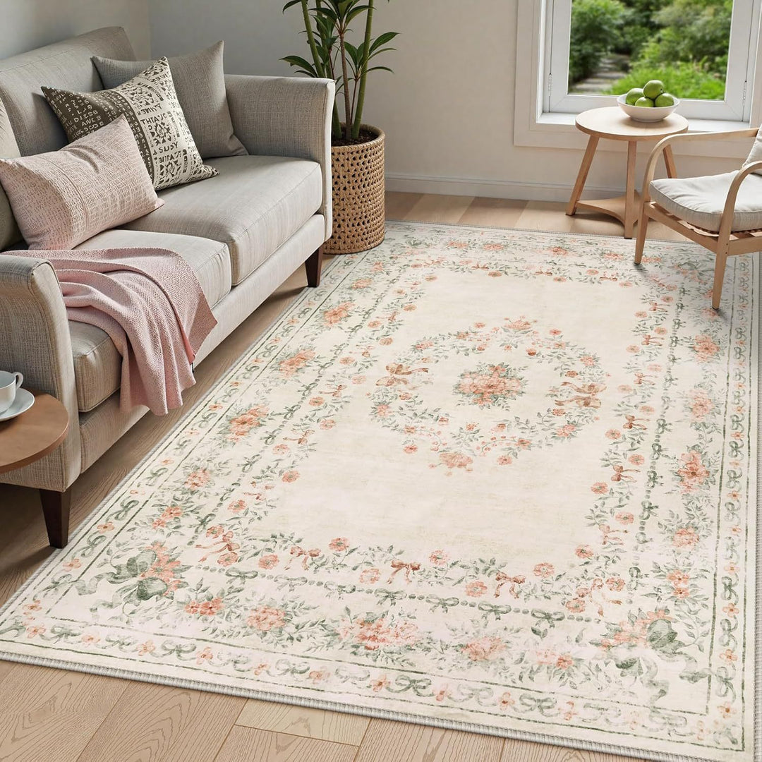 Vintage Floral Pattern Area Rug