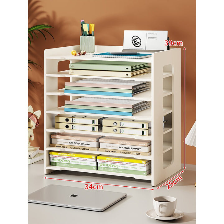 Desktop Multi-Tier Paper and Document Organizer Shelf with Slotted Trays