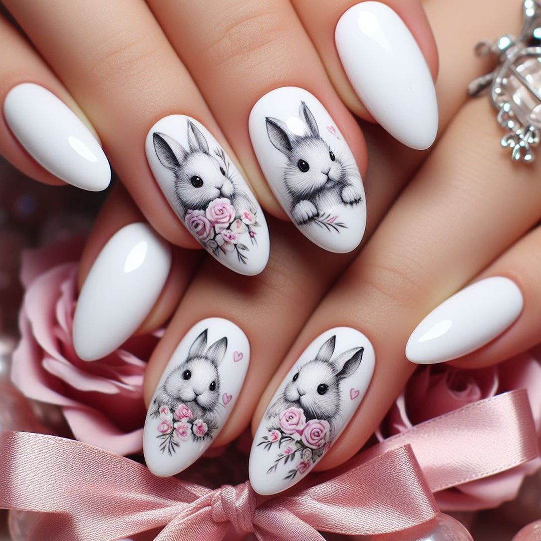 Creative Bunny-Themed Acrylic Nail Art Extensions Stornfield