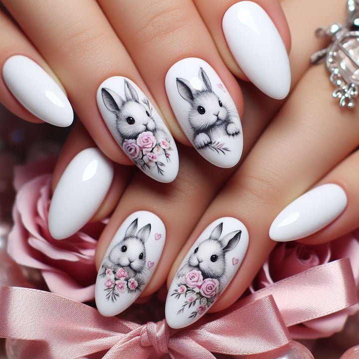 Creative Bunny-Themed Acrylic Nail Art Extensions Stornfield