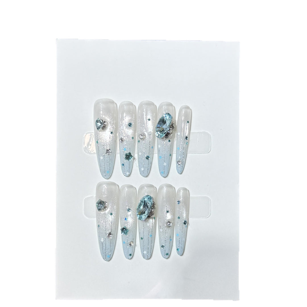 Glamorous Crystal Embellished Press-On Nails Stornfield