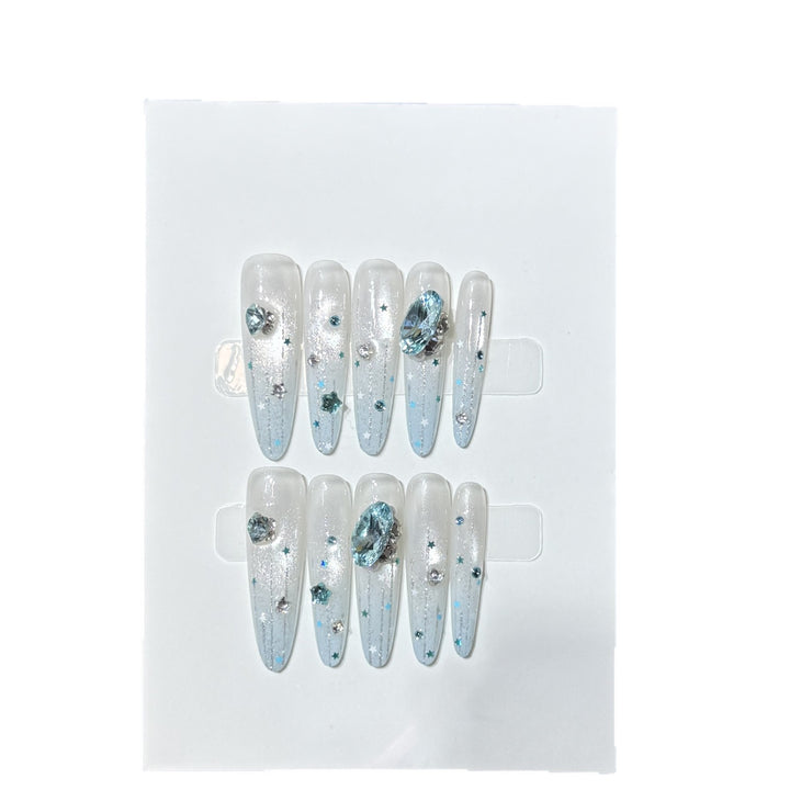 Glamorous Crystal Embellished Press-On Nails Stornfield