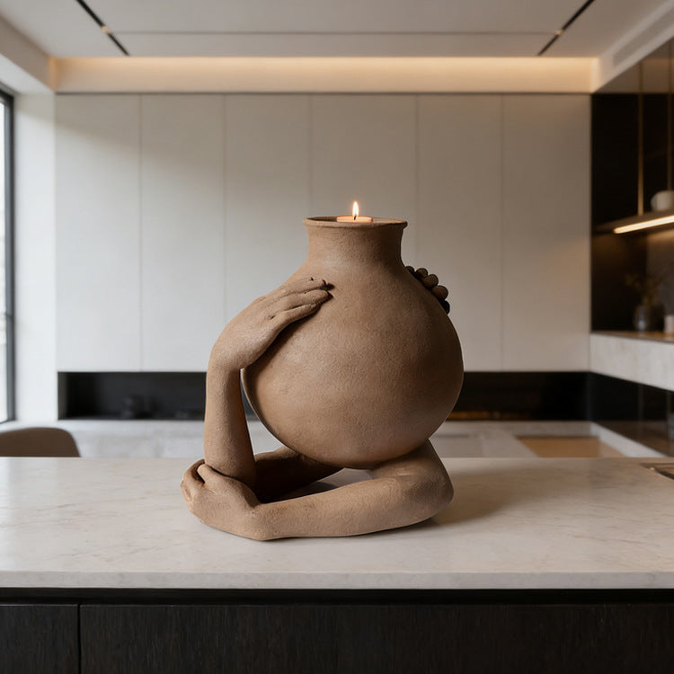 Artistic Hands-Embracing Decorative Vase