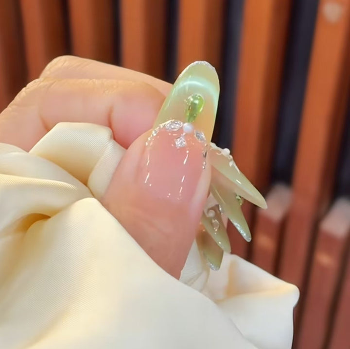 Elegant Floral Stiletto Nail Extensions