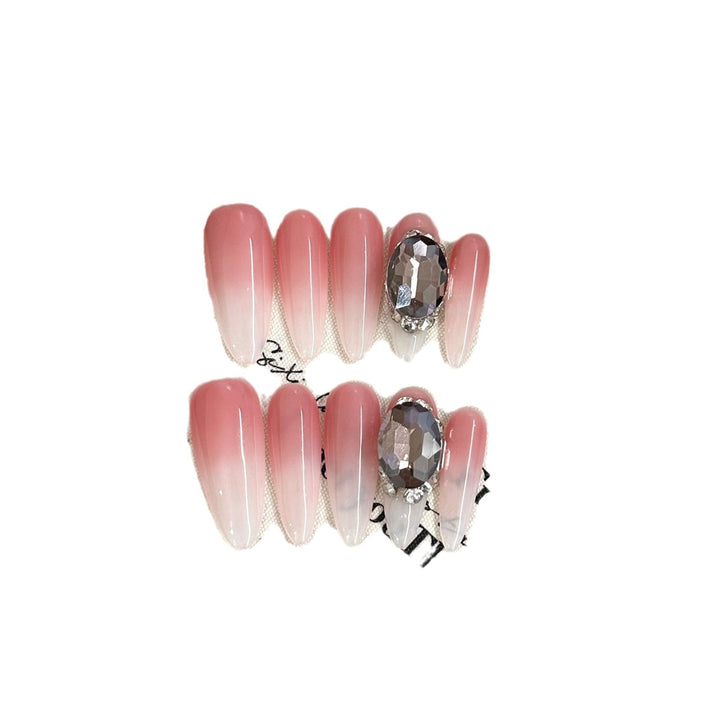 Elegant Ombre Press-On Nail Set with Crystal Accents