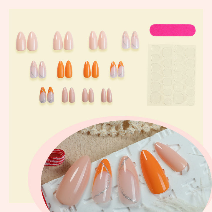 Stylish Press-On Nail Art Set with Glamorous Accents