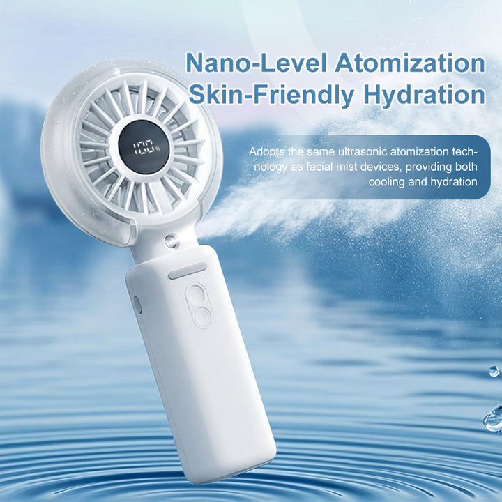 Cooling foldable rechargeable handheld fan with digital battery display and detachable neck strap Stornfield