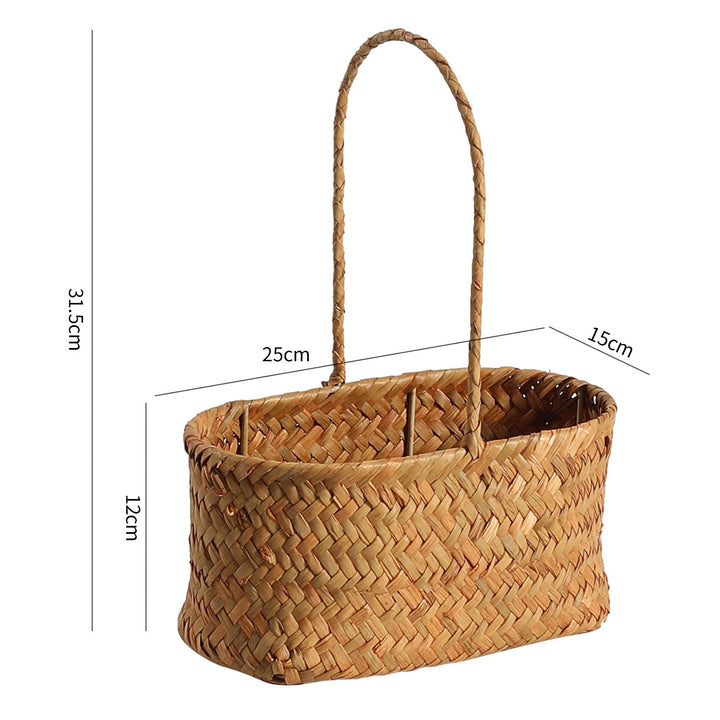 Handwoven Natural Fiber Carrying Basket Stornfield