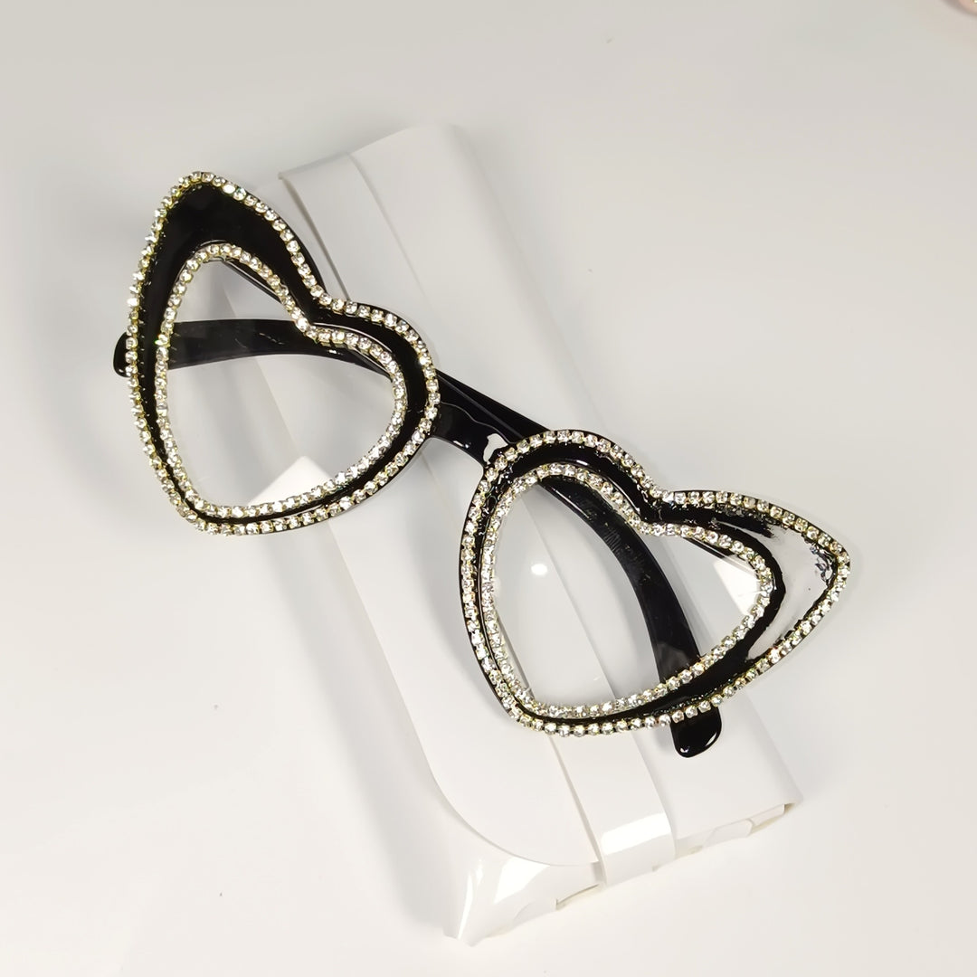 Rhinestone-Embellished Heart-Shaped Sunglasses Stornfield