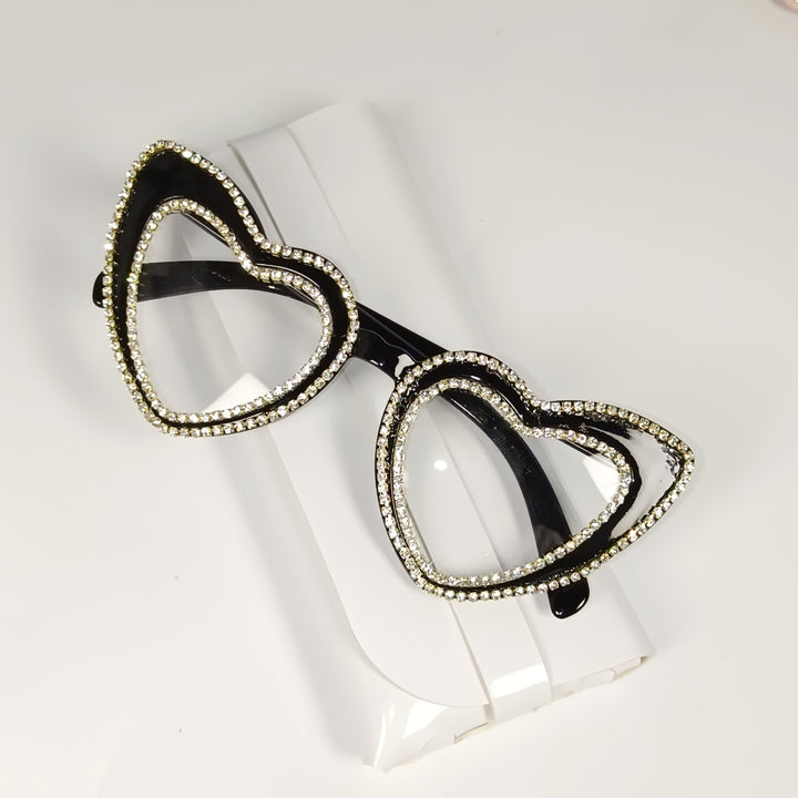 Rhinestone-Embellished Heart-Shaped Sunglasses Stornfield