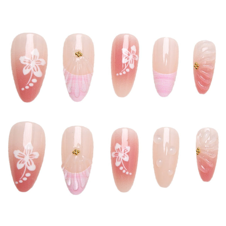 Artificial Nail Set with Floral Designs and 3D Decorations Stornfield
