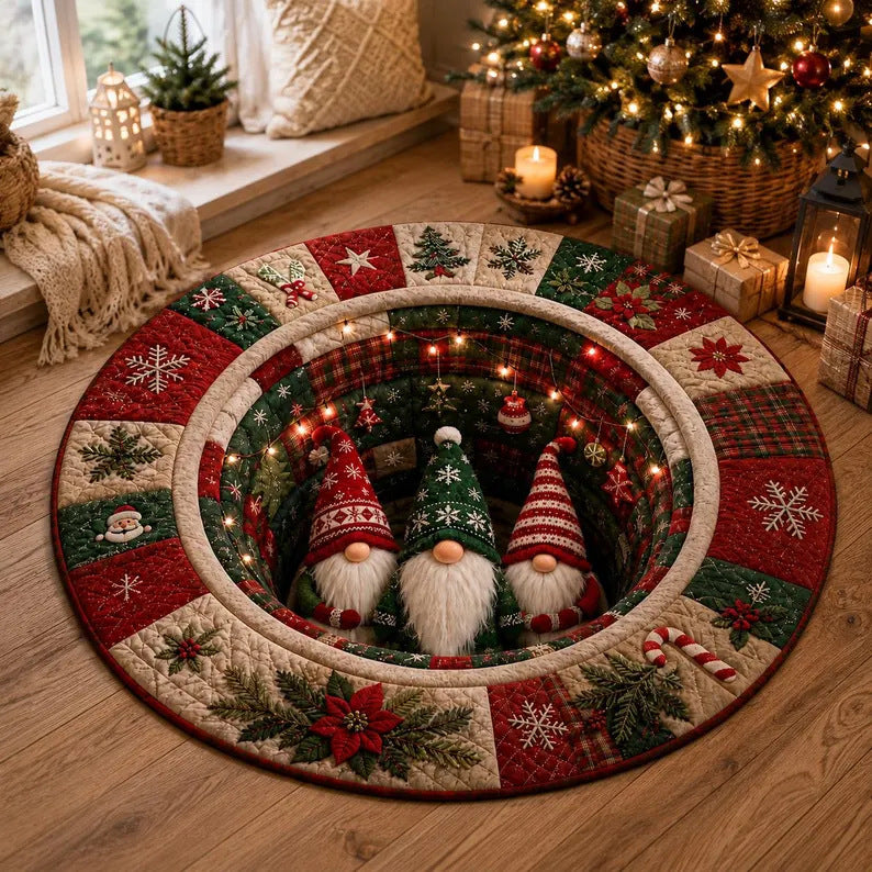 3D Holiday-Themed Round Area Rug