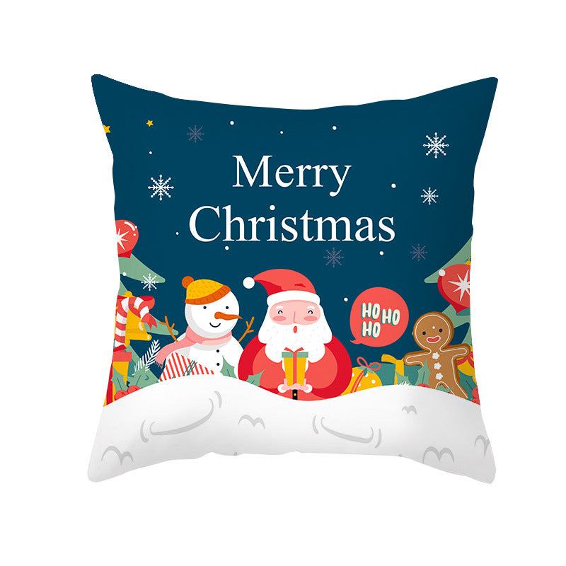 Festive Christmas Decorative Throw Pillow Cover with Holiday Gift and Snowflake Print