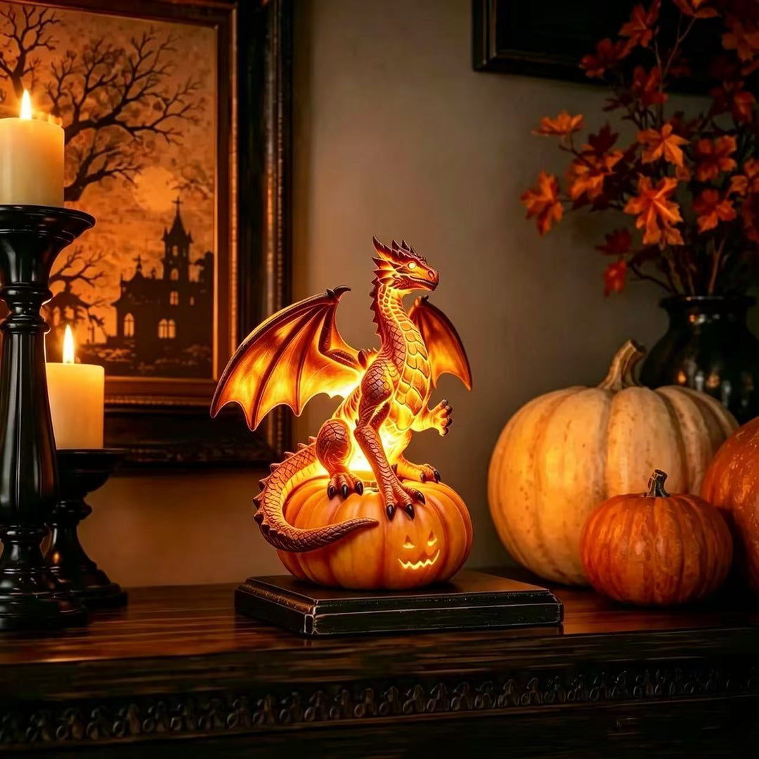 Decorative dragon on pumpkin lamp Stornfield