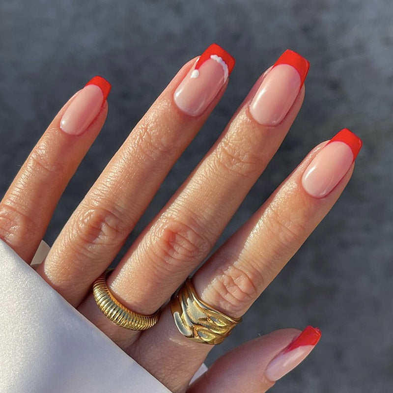 Artistic French Tip Press-On Nails Stornfield
