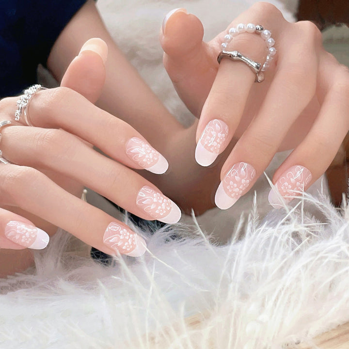 Elegant Floral Press-On Nail Design