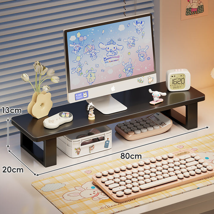 Bamboo Monitor Stand Riser with Under-Shelf Storage Organizer