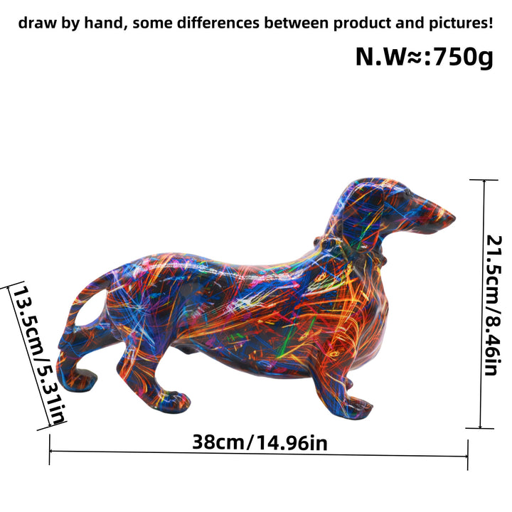 Colorful decoration figure of a dachshund in graffiti style Stornfield
