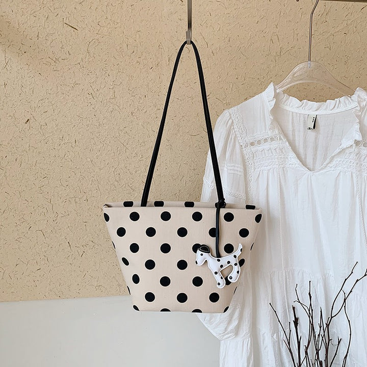 Polka Dot Canvas Shoulder Tote Stornfield