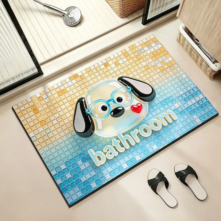 Playful Dog-Themed Bathroom Mat