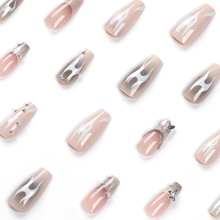 Artful nail extensions with trendy shine and design Stornfield