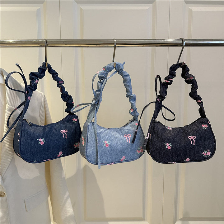 Embroidered Denim Shoulder Bag Stornfield