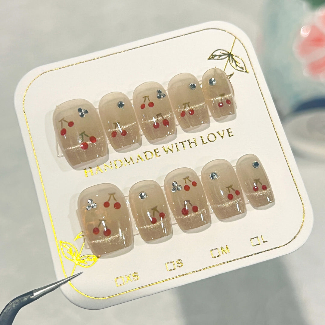 Artificial nails with cherry motif Stornfield