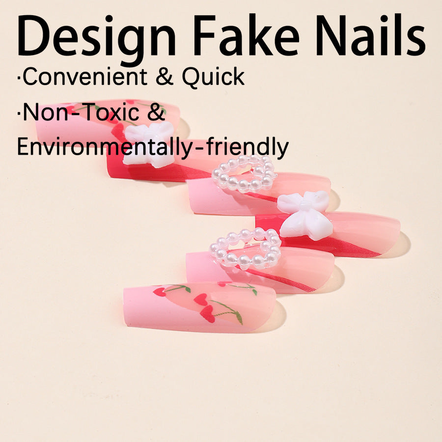 Artificial nail set with romantic floral designs Stornfield