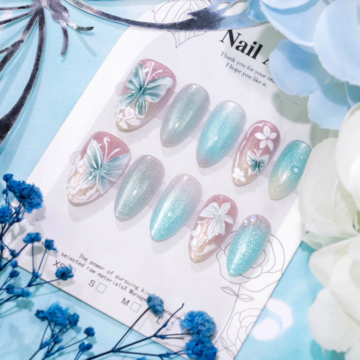 Decorative Floral and Butterfly Press-On Nails
