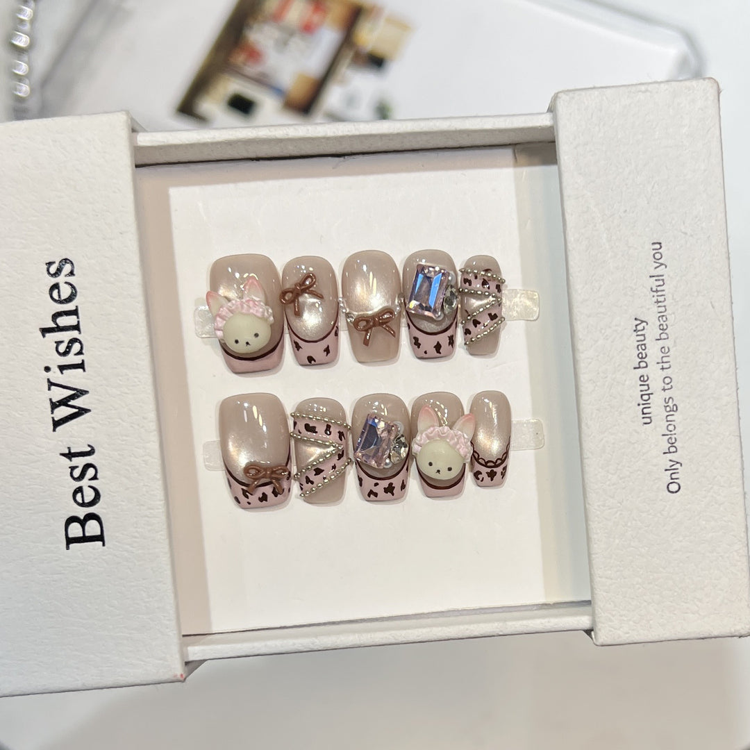 Whimsical Animal-Themed Press-On Nail Set Stornfield
