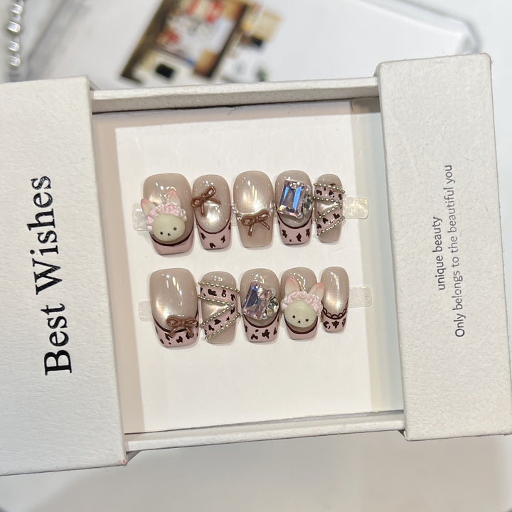Whimsical Animal-Themed Press-On Nail Set Stornfield