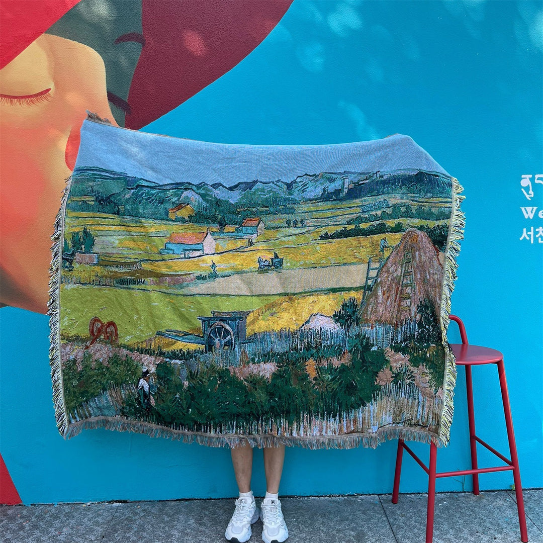 Artistic Woven Landscape Throw Blanket