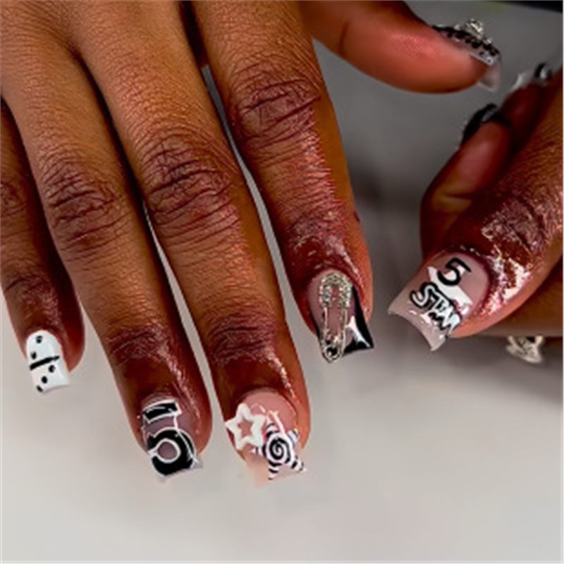 Artistic Press-On Nail Set with Premium Embellishments Stornfield