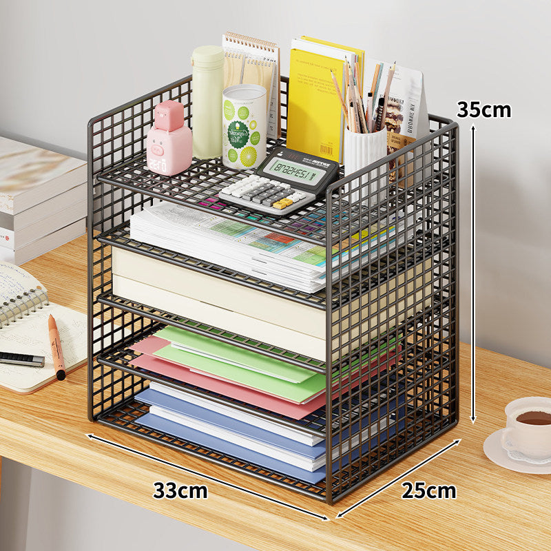 Mesh Two-Tier Desktop Document and Stationery Organizer