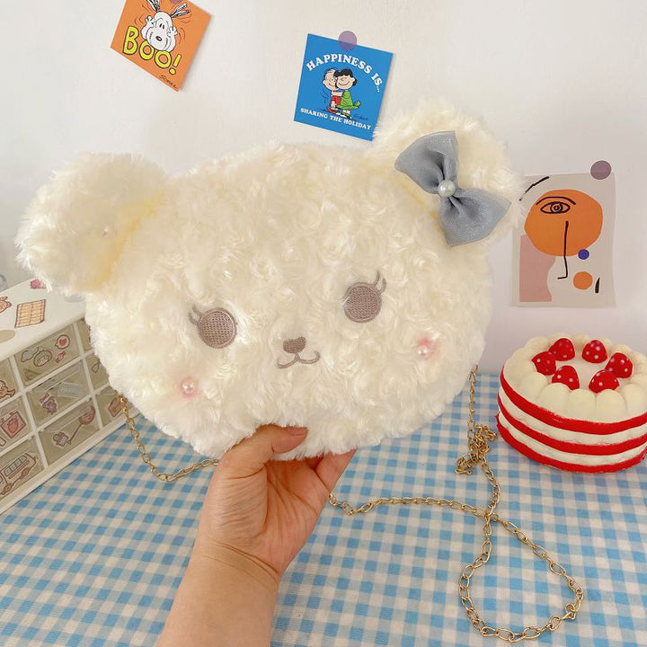 Plush Animal-Themed Crossbody Bag