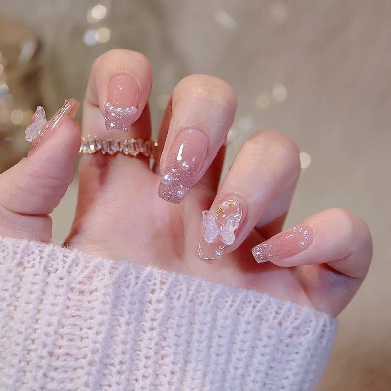 Artistic Butterfly Embellished Press-On Nails Stornfield