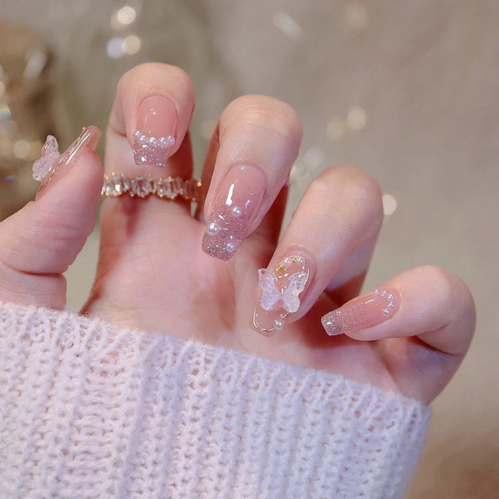 Artistic Butterfly Embellished Press-On Nails Stornfield