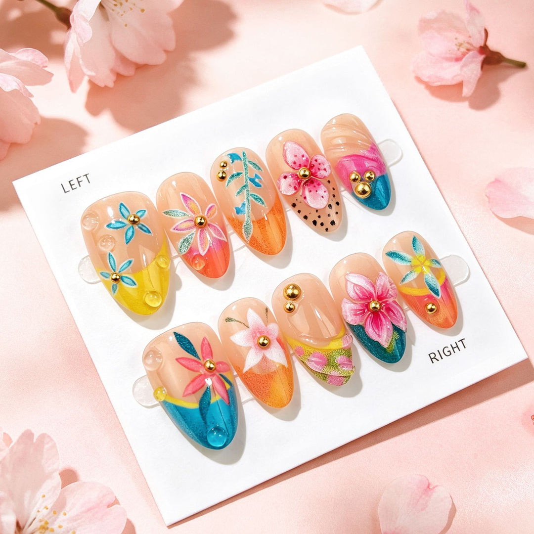 Decorative Floral Art Press-On Nails Stornfield
