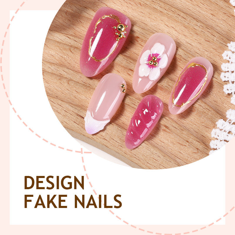 Artificial nail set with elegant flower accents Stornfield