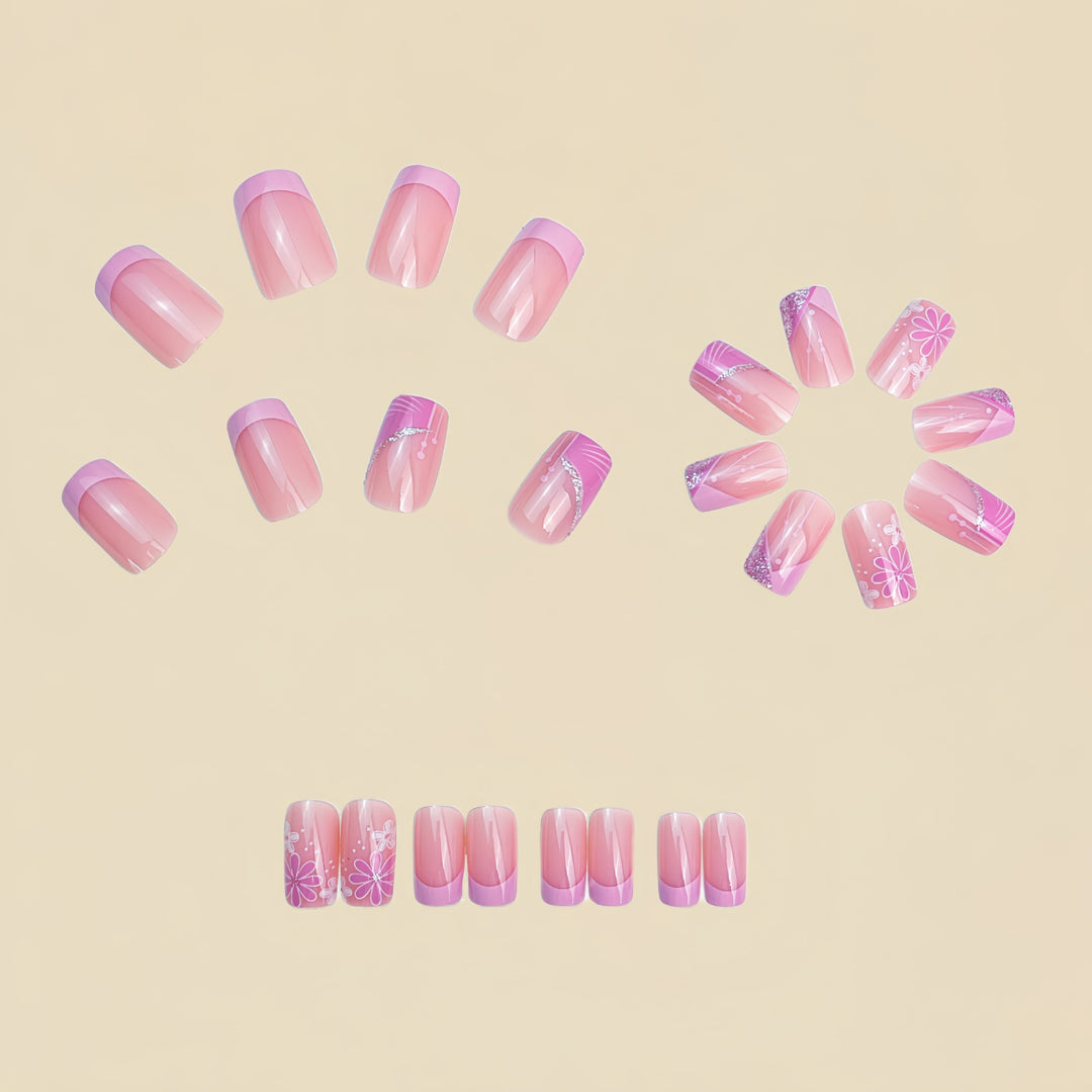 Floral Acrylic Press-On Nail Art Stornfield