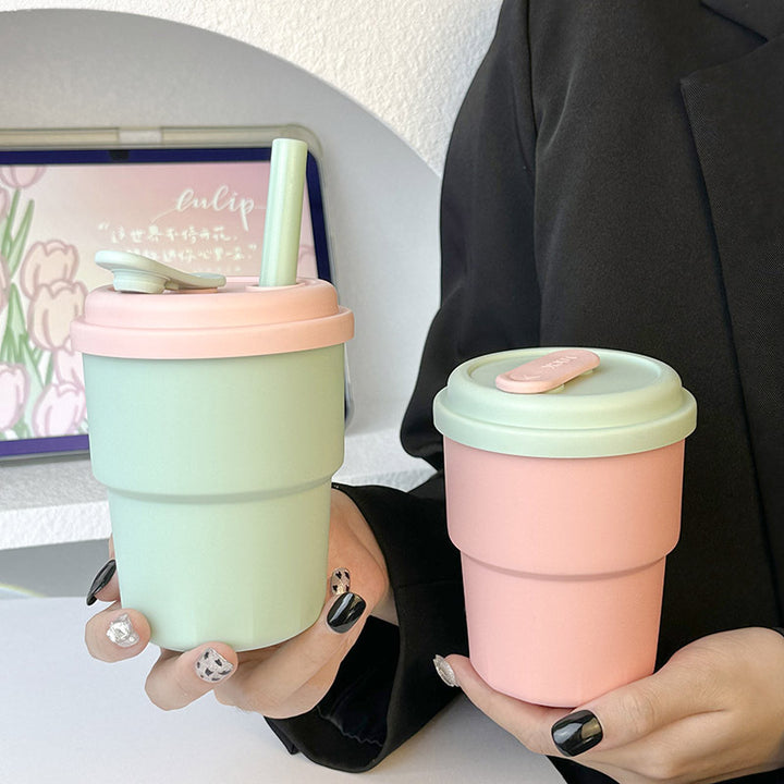 Women's Reusable Drinking Cup with Integrated Straw and Secure Closure Stornfield