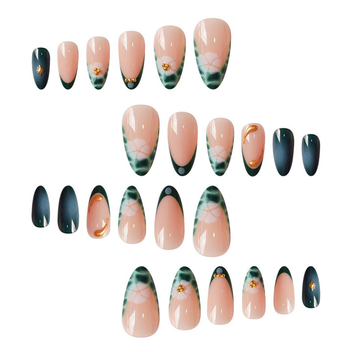 Elegant Abstract Floral Press-On Nail Extensions Stornfield