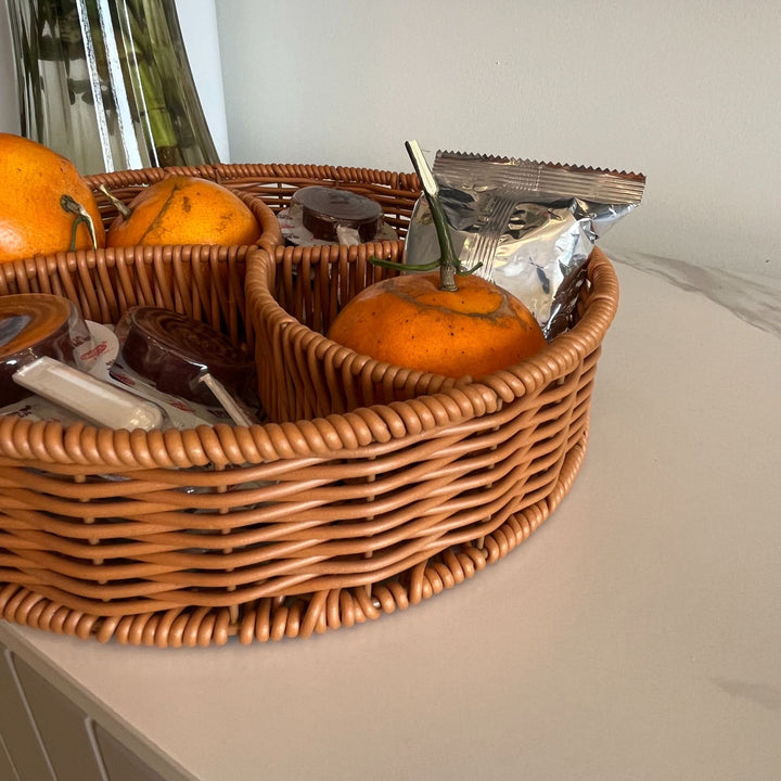 Women's leather storage basket with compartments Stornfield