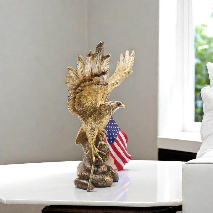 Elegant garden figure with eagle on tree trunk Stornfield