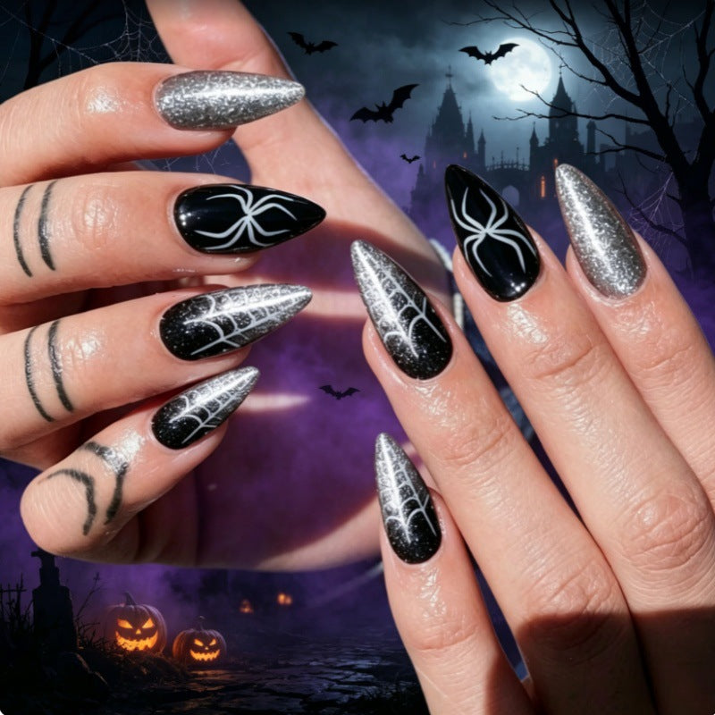 Halloween-Themed Spider Design Press-On Nails Stornfield