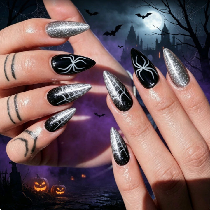 Halloween-Themed Spider Design Press-On Nails Stornfield